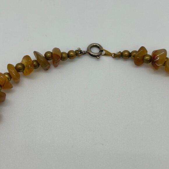 Vintage Amber Nugget Necklace Graduated Butterscotch Honey Chips With Gold-Tone - Picture 6 of 16
